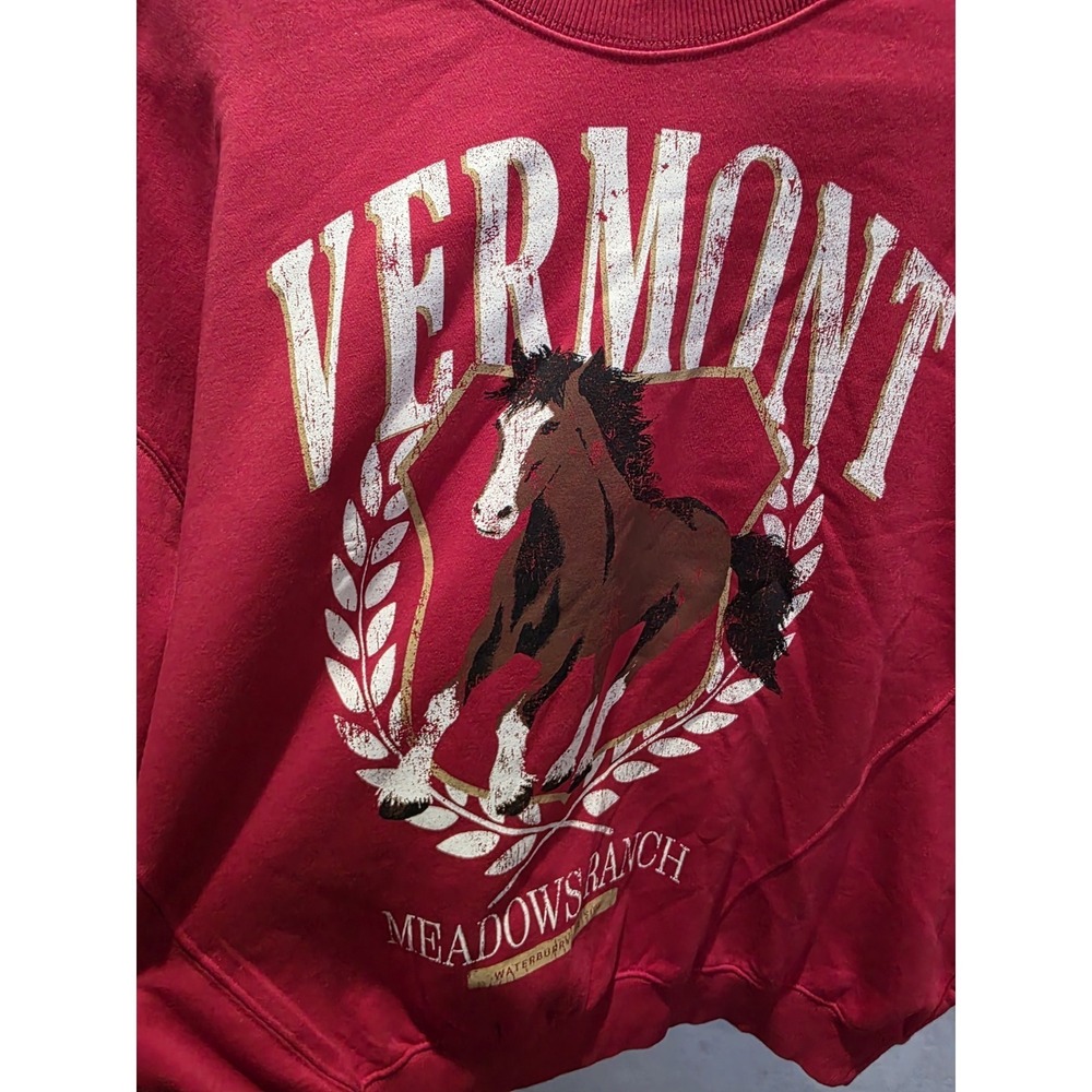 NWT Vermont Meadows Ranch Scarlet Horse Graphic Sweatshirt Red Country Relax L - Picture 3 of 7